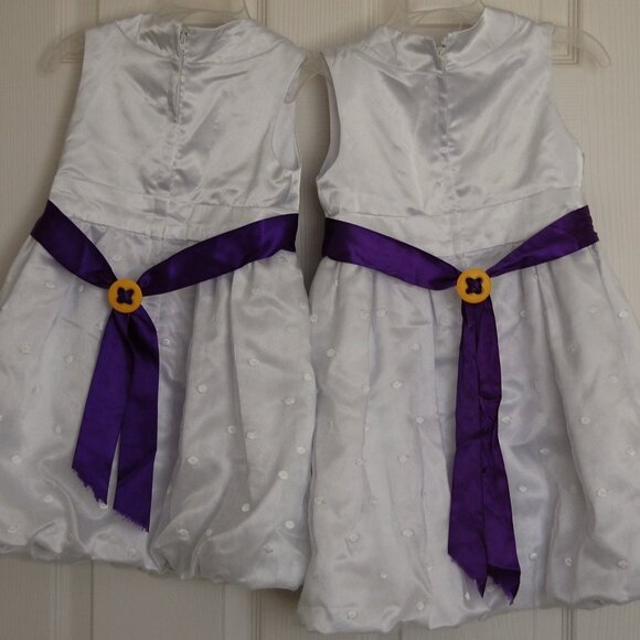 Bundle of 2 NEW Handmade Flower Girl White Satin Dresses, Sizes 4T-6T - Picture 2 of 7